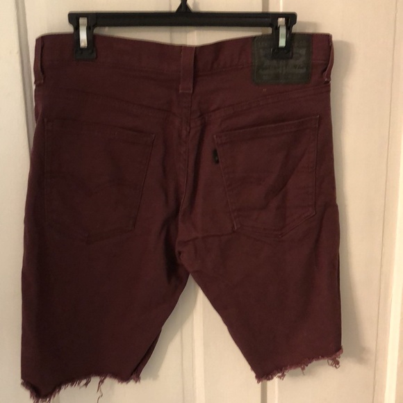 Levi’s 508 cut-offs in burgundy color.  Waist-30”. Length is 18.5. - Picture 2 of 3
